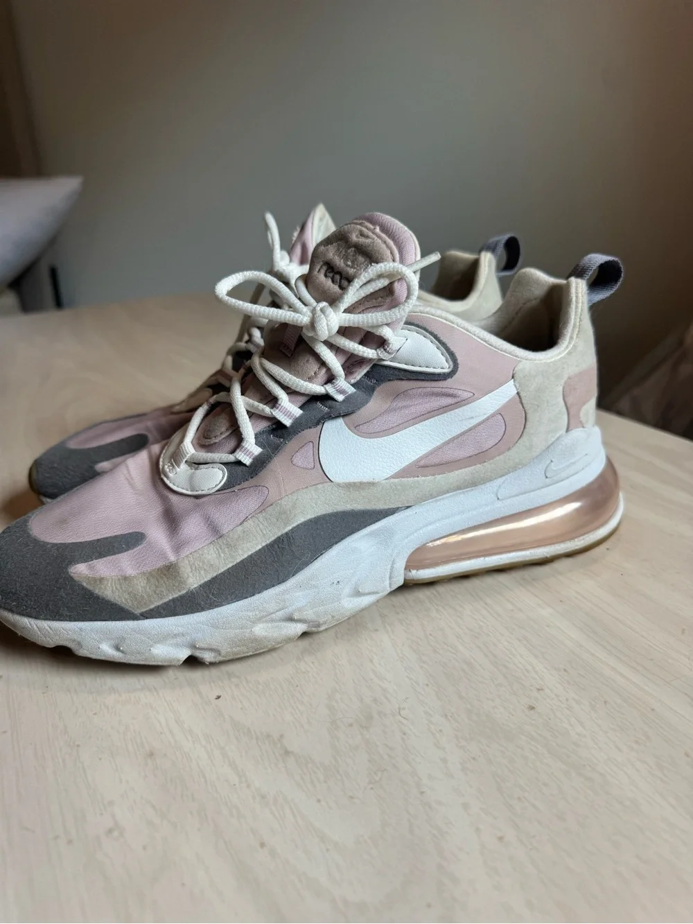 Nike Women’s Air Max 270 React Sneakers in Pink, Gray & White